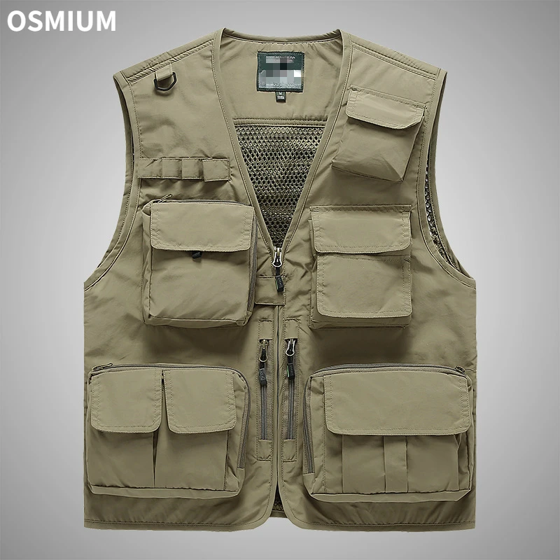 

Summer V-neck Men Vest Tactical Khaki Outdoor Vest Sleeveless Fishing Hunting Vest Male Casual Sportswear 6xl 7xl