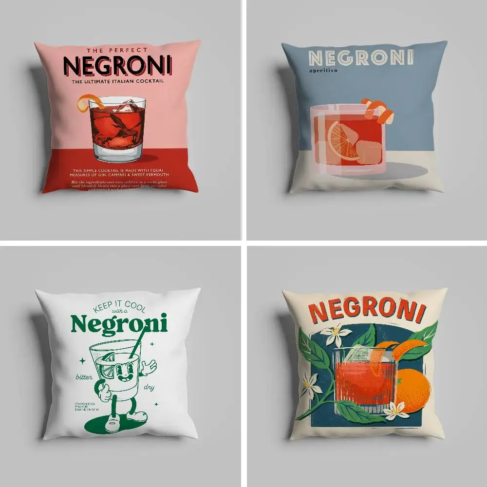 

Negroni Cocktail Pillow Case Pillowcase For Car Pillows 60x60 Cushions Luxury Double Sided Cover Home And Decoration Sofa 30x30