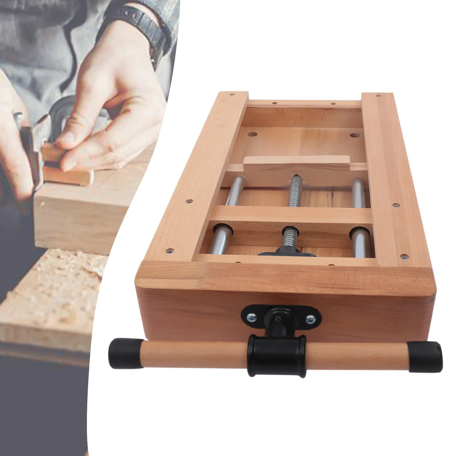 Tornillo de banco de madera de 20,8x11,0x2,7 pulgadas, banco de trabajo para carpintero con 4 bloques de límite