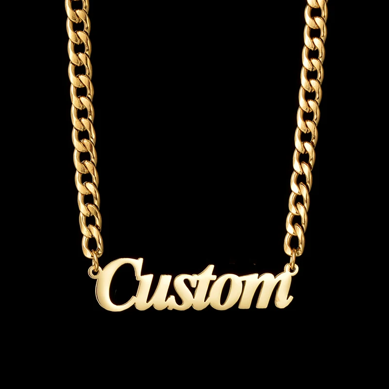 Goxijite Stainless Steel Personalized Bold Name Collar Custom Italic Font Nameplate Necklace For Women Men Party Jewelry Gifts