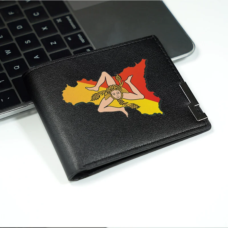 Luksusowy męski portfel z PU z płaskim, dwuwymiarowym nadrukiem emblematu, minimalistyczny styl biznesowy, lekki, wytrzymały, do codziennego użytku.