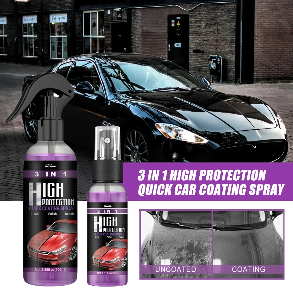 3-in-1 Automotive Ceramic Coating Spray 30ml/100ml Car Paint Polish Agent Wax Automotive Paint Scratch Repair Remover Protection