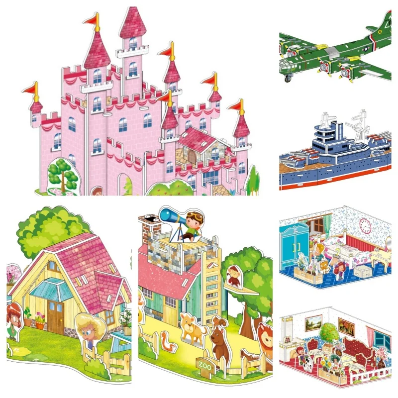 DIY kinderen nieuwe 3D puzzel model school cadeau papier kleur handgemaakte kinderpuzzel speelgoed festival verjaardagscadeau