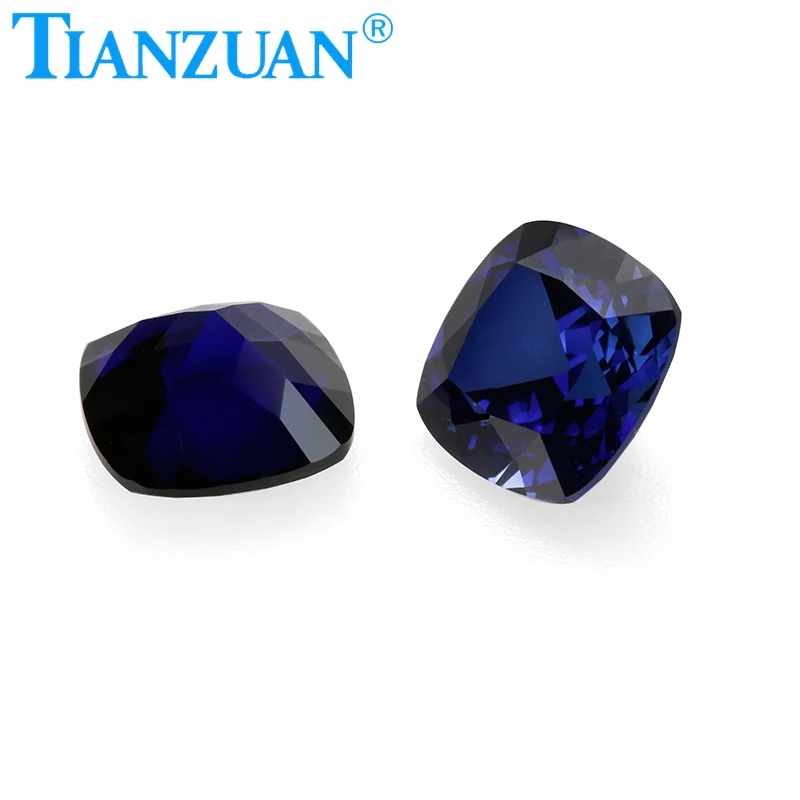 Synthetic Sapphire Cushion Shape Natural Cut Blue Color Artificial Corundum Stone Clear Loose Stone Jewelry Making