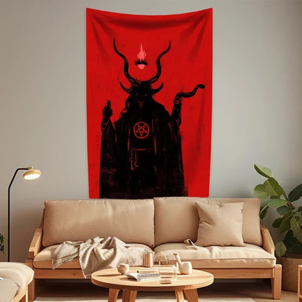 Baphomet Satan Demon Evil Tapestries Boho Home Decoration Wall Hanging Bedroom Or Dormitory Background Cloth Birthday Gift