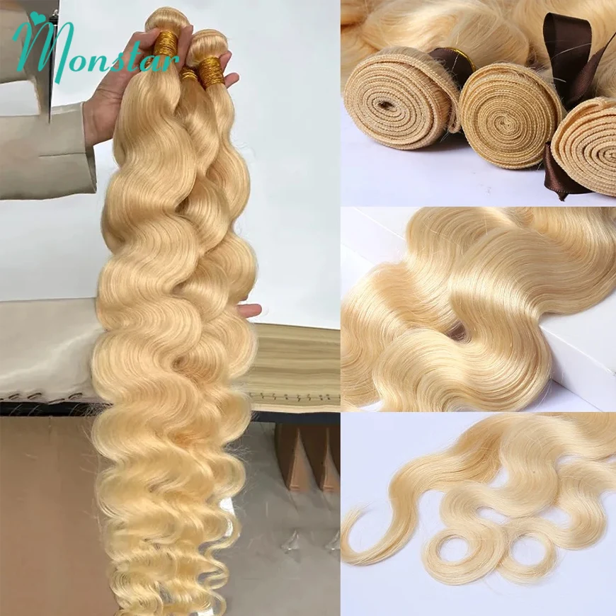 Color 613 Blonde Hair Weave Bundles Peruvian Body Wave Remy Hair Bundles 8 To 40 inch Raw Human Hair Extensions Weft Can Be Dye