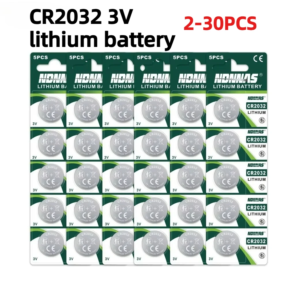 Original CR2032 3V 210mAh Lithium-Knopfzelle, DL2032/ECR2032 kompatibel für Autoschlüsselanhänger, Uhren, Fernbedienungen, Taschenrechner (2-30 Stück)