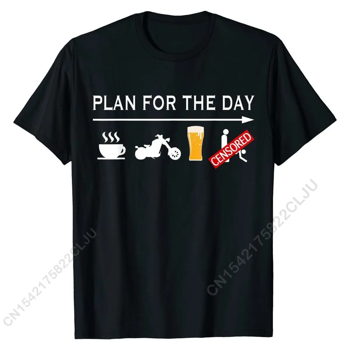 Motorcycle Biker T-Shirt Men Plan For The Day Adult Humor Tee Comics Cotton Student T Shirt Printing Fashionable Top T-shirts