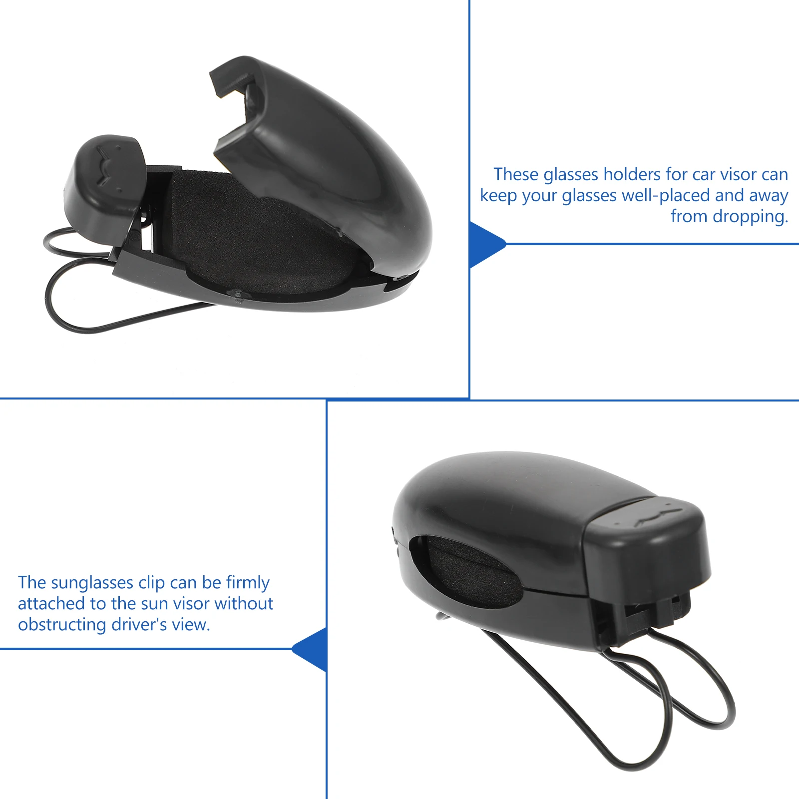 

6pcs Car Glasses Holder Clip Black Eyeglass Sunglasses Mount Clips for Visor Vehicle Sun Visor Strong Durable Easy Access