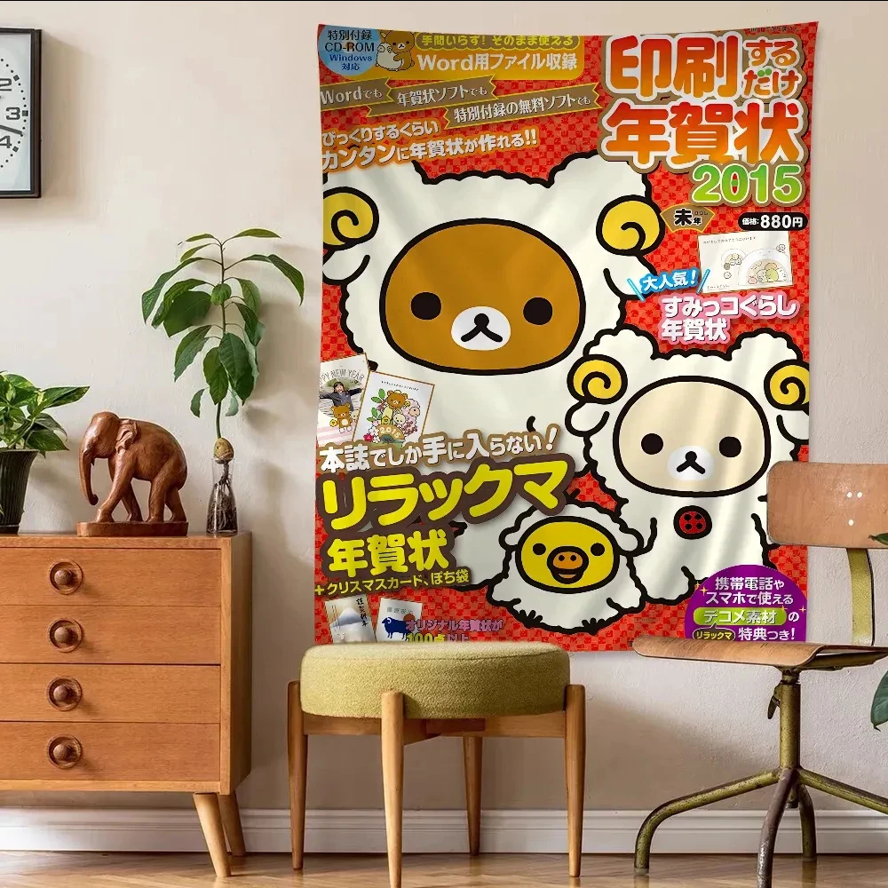 Japan Anime Niedlicher Cartoon R-Rilakkuma Hängende Bohemian Wandteppiche Mandala Kawaii Raumdekoration