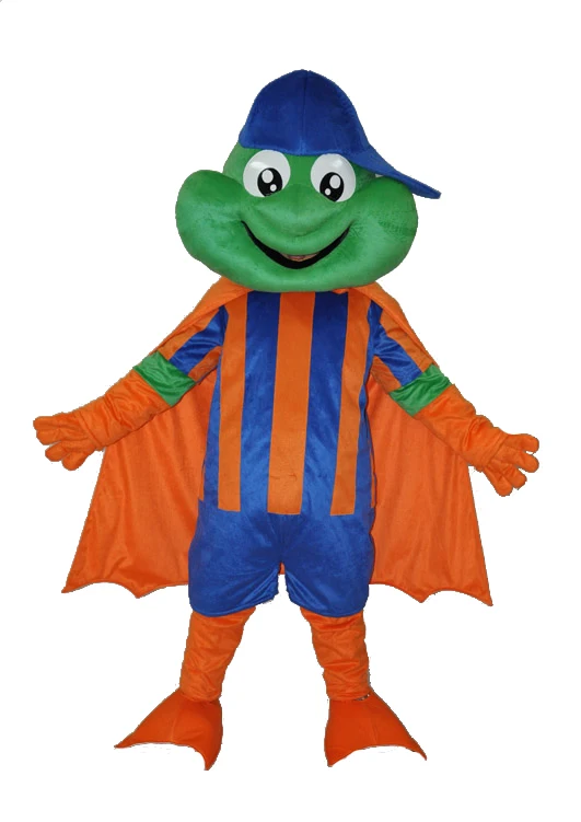 Novo personagem adulto sapo feliz com chapéu azul mascote traje halloween vestido de natal corpo inteiro adereços roupa traje da mascote