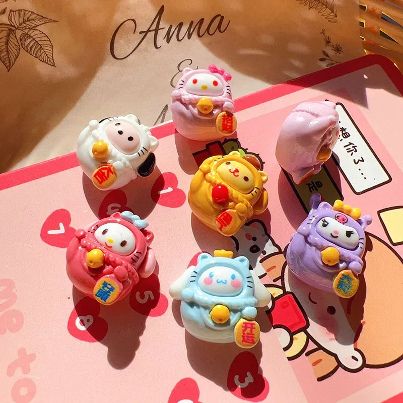 6 Pcs Sanrio Kuromi Pochacco mymelody Cinnamoroll Material Pack DIY Phone Shell Resin Accessories Hairpins Children's Toys