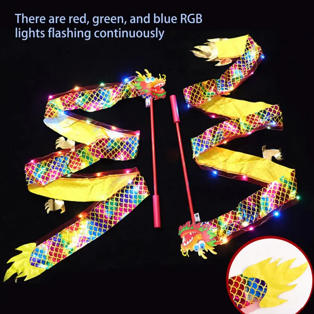 Luminous Dragon Ribbon Dance Lantern Chinese Flashing Lights Dance Ribbon Gym Rhythmic Art Gymnastic Streamer Twirling Rod Stick