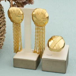 Dubai African Earrings and Ring Drop Long Earrings Flower Sexy Jewelry For Women Wedding Young Lady Big Light Weight Jewelry