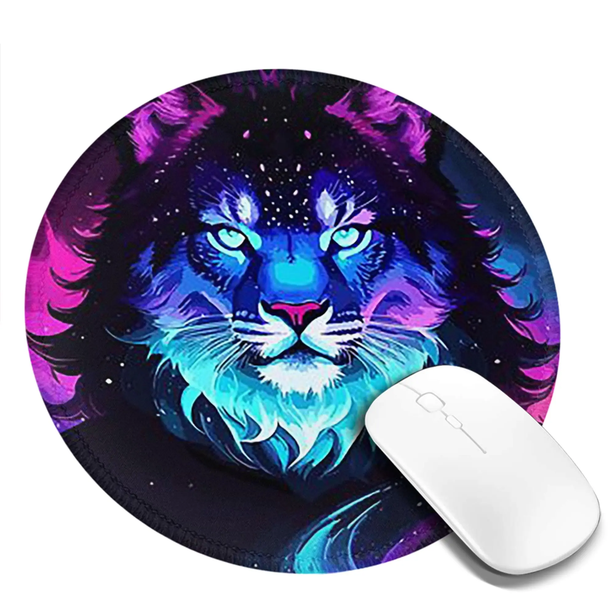 Cosmic Neon Tiger Spirit Space Galaxy Wolf Lion Face Mouse Pad Computer Keyboard Mouse Mat PC Laptop Desk Mat Office Table Mats