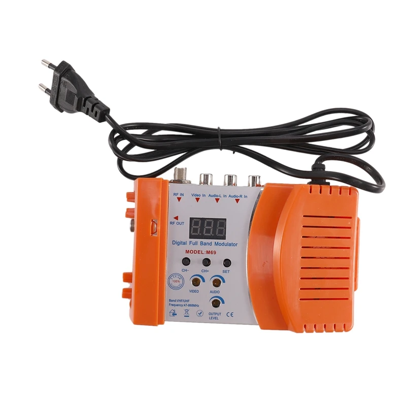 

M69 Professional Digital VHF UHF RF Modulator AV To RF Avto TV Converter Adapter(Orange EU Plug)