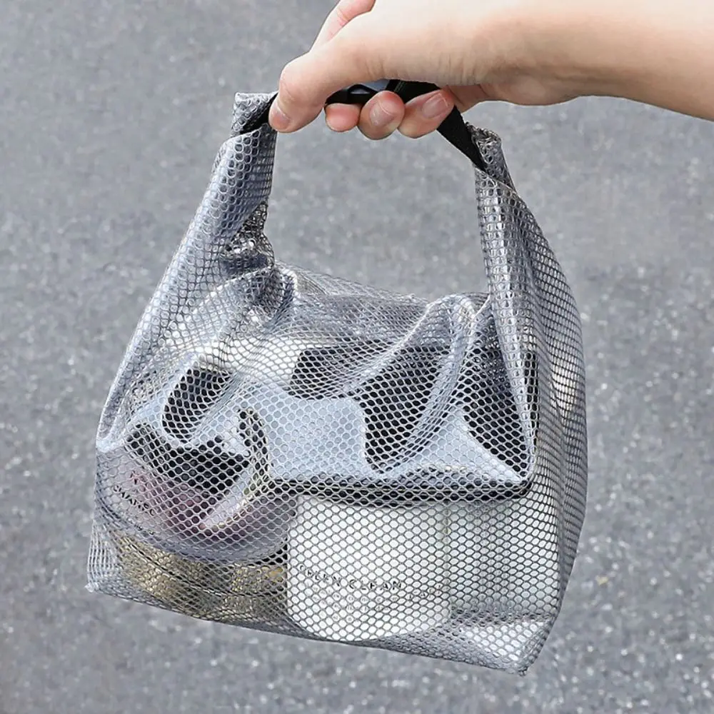 

Mesh Cosmetic Container Portable Handle Travel Toiletry Bag Large Capacity Water-resistant Lipstick Makeup Organizer Outdoor