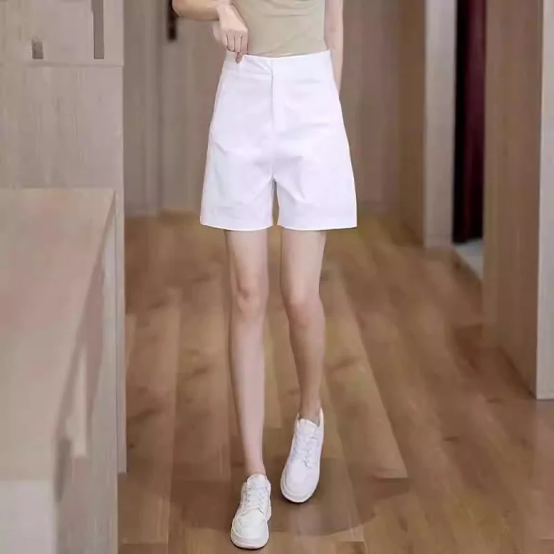 

Белые шорты для женщин, летние дышащие уличные прямые свободные универсальные простые повседневные шорты с пятью точками