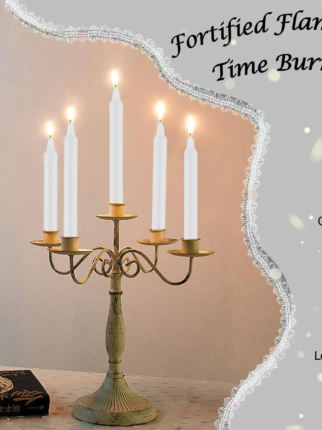 24 White 4-Inch Stick Candles, Drip-Free, Smokeless, Unscented, Household Dinner Candles, Hand-Poured, High-Quality, Suitable for Churches, Homes,