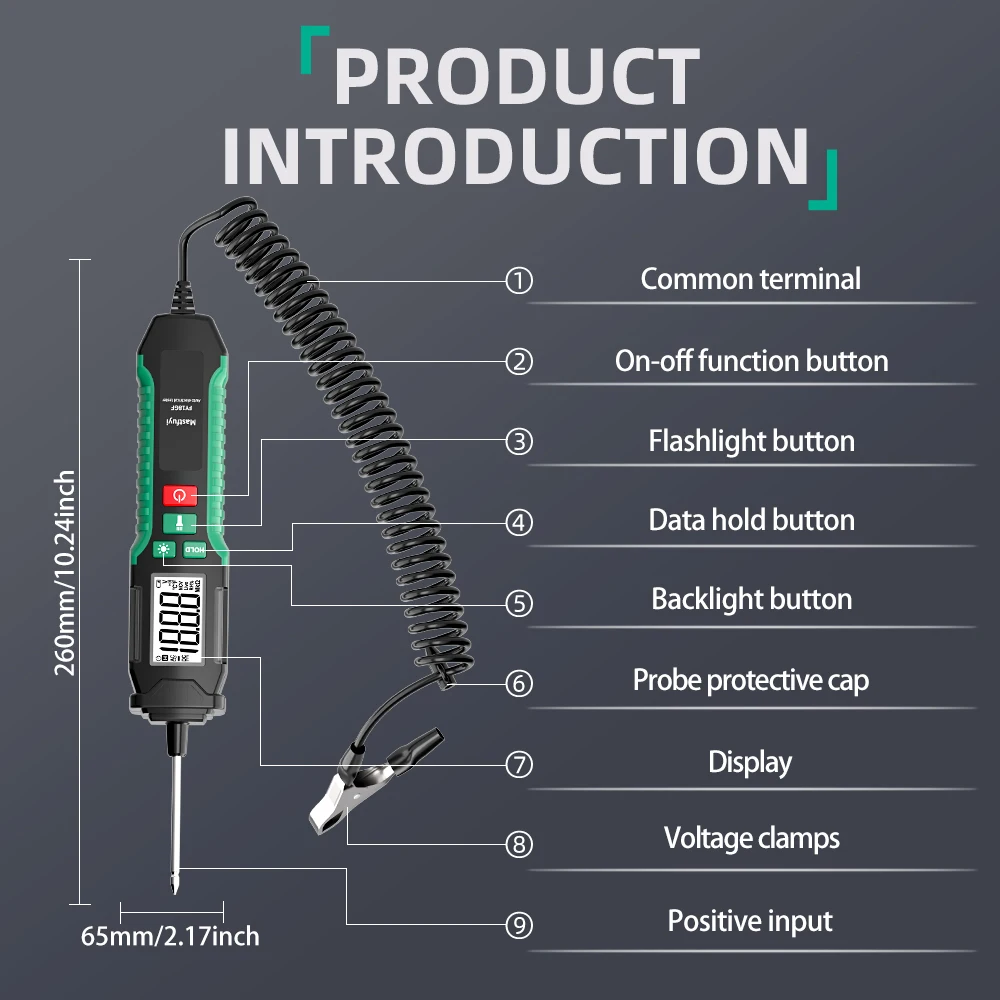 DC Voltage Tester Pen Car Tester Pen Diagnostic Tools Voltmeter Pen Car Electrician Multi-Function Pen with Flashlight