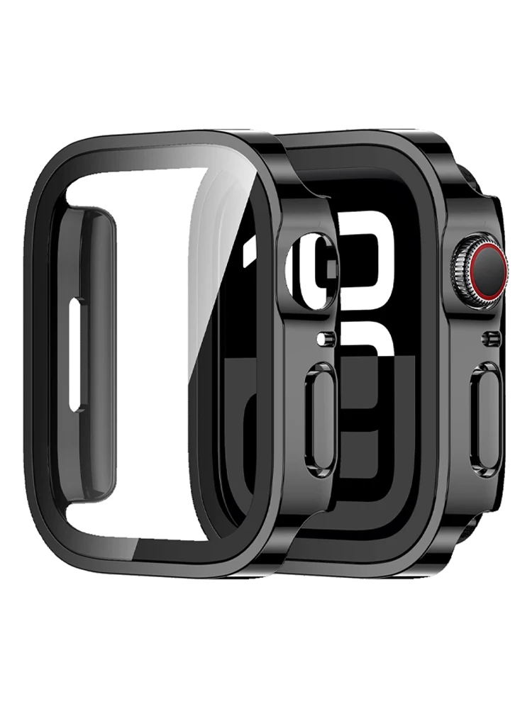 Untuk Casing Apple Watch 11 10 46mm 42mm Pelindung Layar Aksesoris Kaca Tempered Penutup Bumper Keras iWatch Seri 11 Pelindung