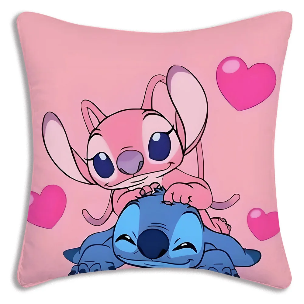 Anime śliczne Stitch Disneys poszewki na poduszki Sofa z kreskówek dekoracyjny dom dwustronny nadruk krótki pluszowy śliczny poszewka na poduszkę