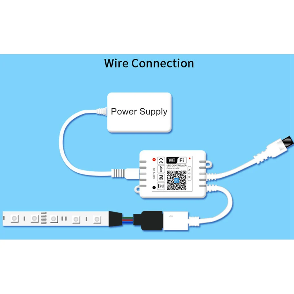 RGB LED Smart WiFi Controller 4Pin Output with 24Key Remote Work with Alexa/Google Assistant for 5050 RGB LED Strip Lights