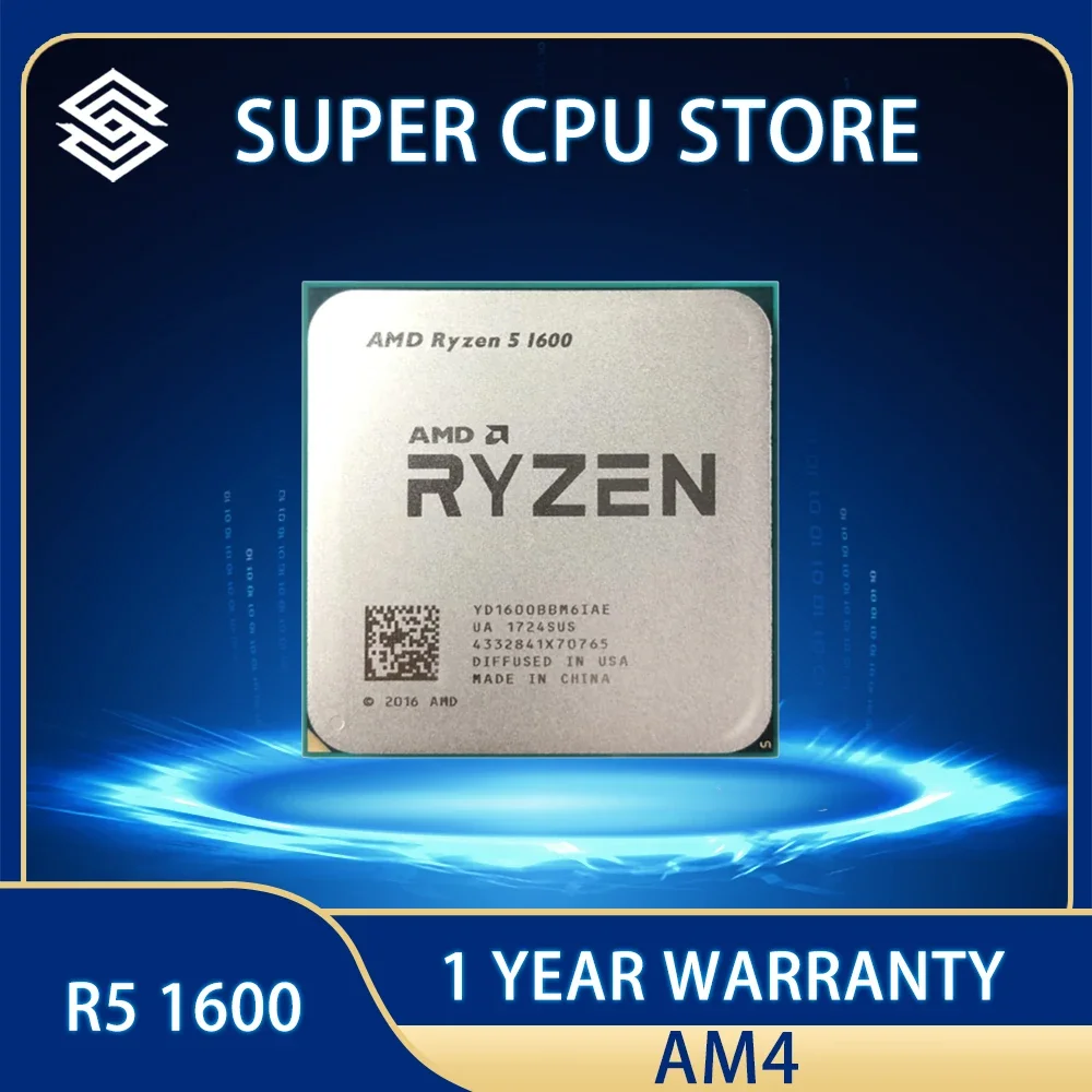 

AMD Ryzen 5 1600 R5 1600 CPU Processor YD1600BBM6IAE 3.2 GHz Six-Core Twelve Thread 65W Socket AM4