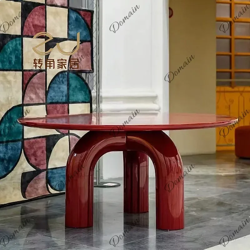 VP ZJ Corner Italian Minimalist Dining Table Creative Arch Bridge Design FRP Round Table for Home Restaurant