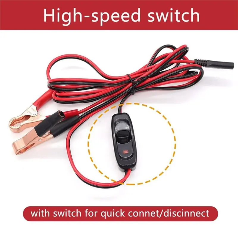 Wire Harness 8FT SAE 16AWG With On/Off Switch, 12V Sprayers Parts, Gold Alligator Clips, Lamp Included