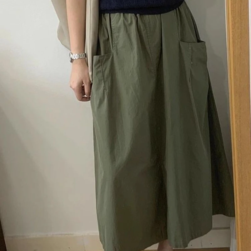 

Japanese Work Skirt for Women in Summer Loose High Waist Mid-length Retro Casual A-line Skirt