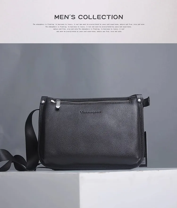 

Men's Crossbody Genuine Leather Bag, Business Style with Large Capacity, Top-Grain Cowhide