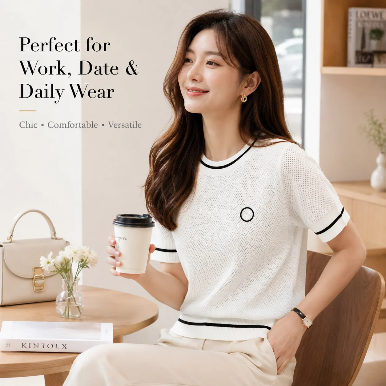 2026 Summer New Korean Style Golf Ice Silk Cooling Knitted Short Sleeve Seamless Breathable Quick-Dry Stretch Women's T-Shirt
