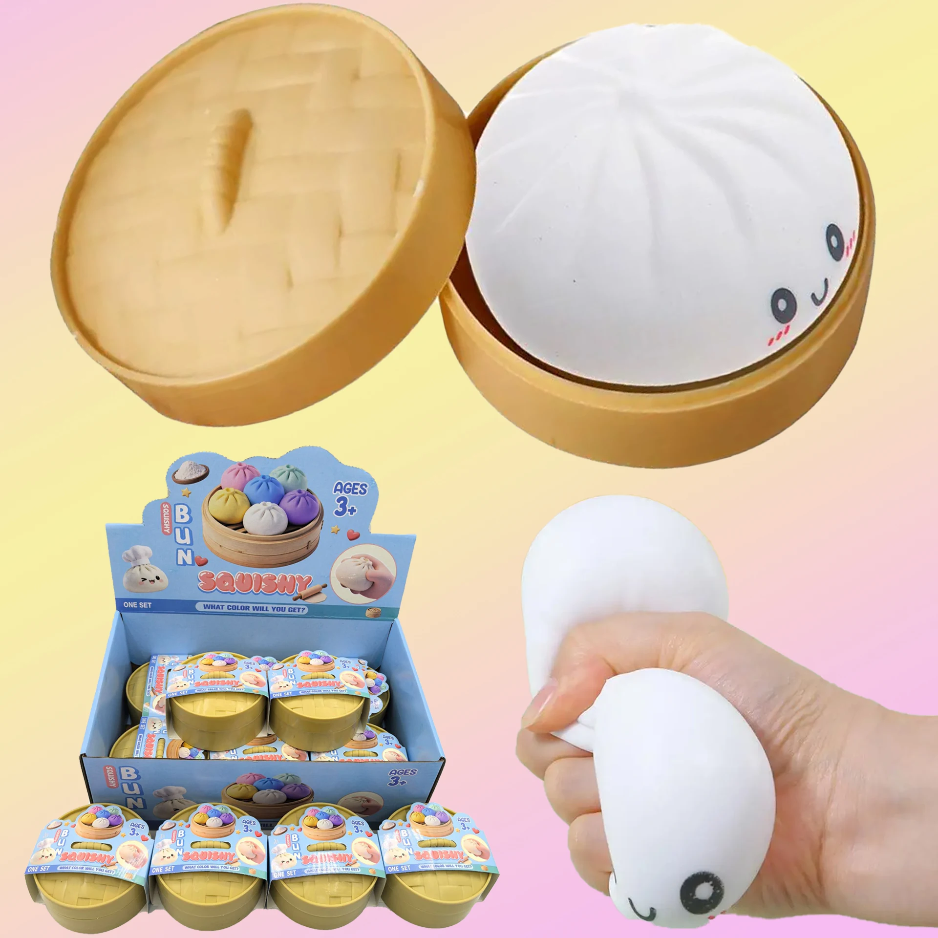 

Игрушка-антистресс Baozi Squishy с коробкой для разогрева, сенсорный мяч для снятия стресса для взрослых ﻿ оптовая торговля