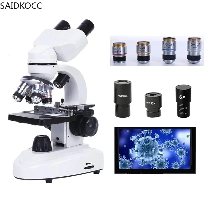 SAIDKOCC 30000X 40000x 50000x 70000x Biological HD Microscope Digital lab Compound Microscope with objective lense and eyepiece