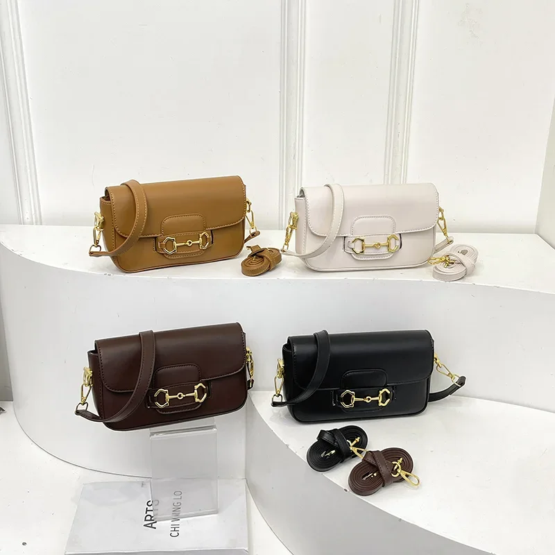 

Stylish Minimalist Crossbody Bag For Women Vintage Leather Luxury Designer Handbag Elegant Tote Messenger Purse Solid Color