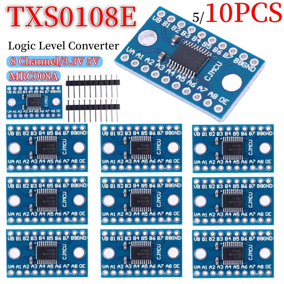 TXS0108E Logic Level Conversion Module 3.3V 5V 8 Channel Logic Level Shifter Bi-Directional Module High Speed for Raspberry Pi