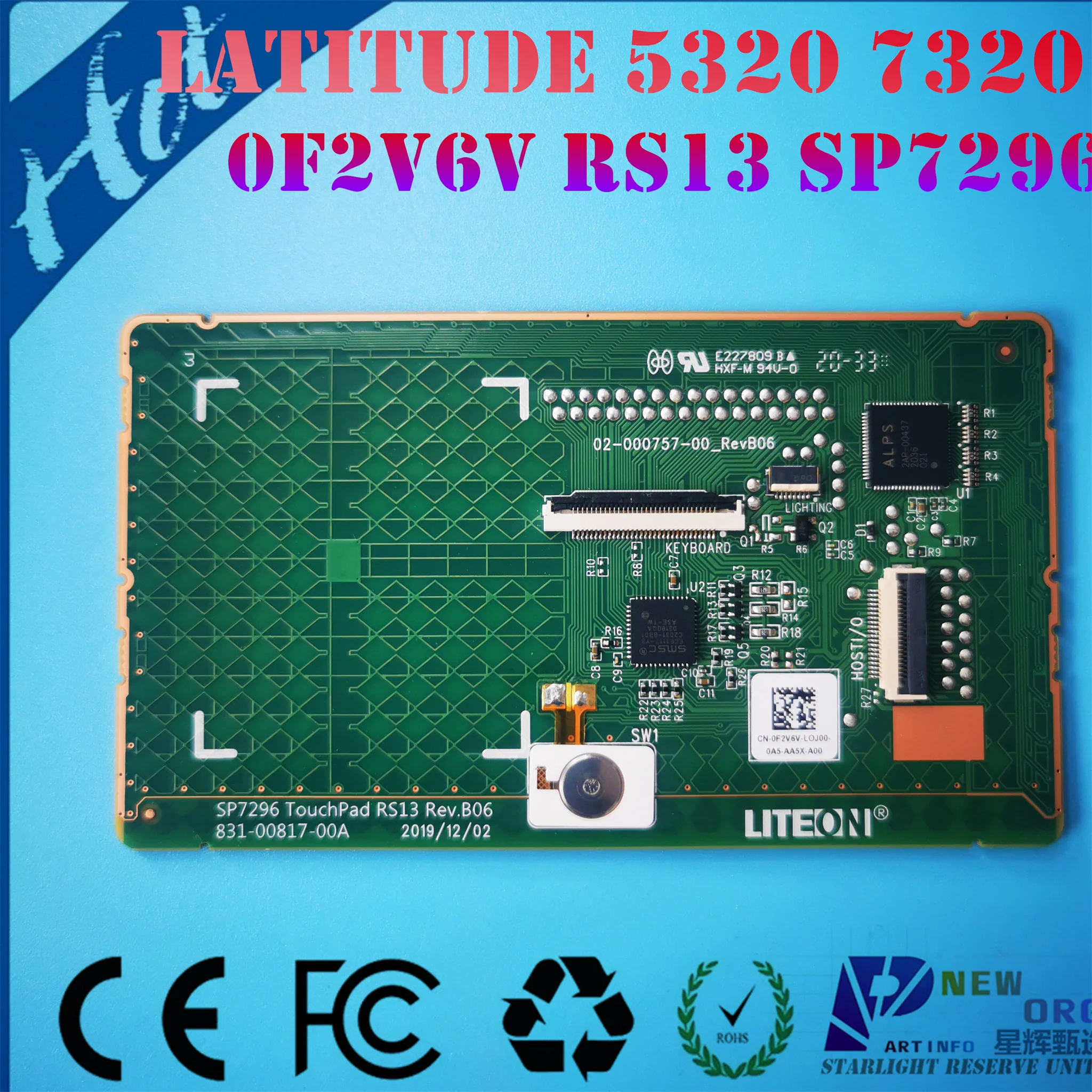 

Laptop touchpad for DELL LATITUDE 5310 7310 5320 7320 Series touchpad mouse board RS13 SP7296 0F2V6V