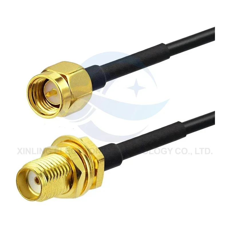 RP-SMA SMA Connector Male to Female Extension Cable Copper Feeder Wire for Coax Coaxial WiFi Network Card RG174 Router Antenna