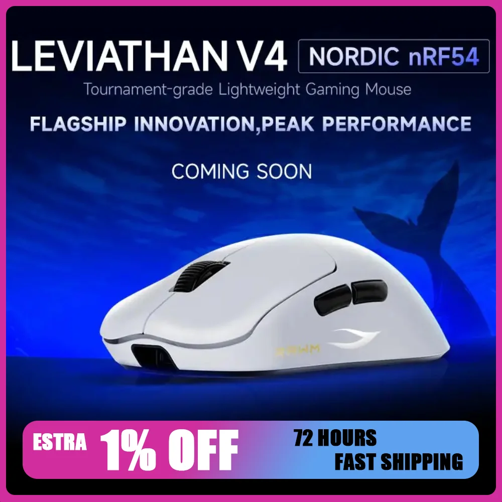 

Игровая мышь RAWM LEVIATHAN V4 PAW3950 Датчик киберспорта Nodic54 Флагманский мастер-чип 20000 кадров в секунду Точность Отслеживание 8k Низкая задержка
