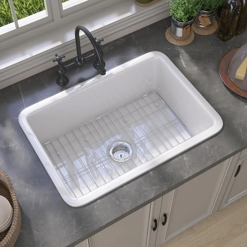 

Белая кухонная мойка Undermount Drop in 32X19 Fireclay Undermount Farmhouse Раковина с одной чашей Кухонная мойка Topmount Deep Fa