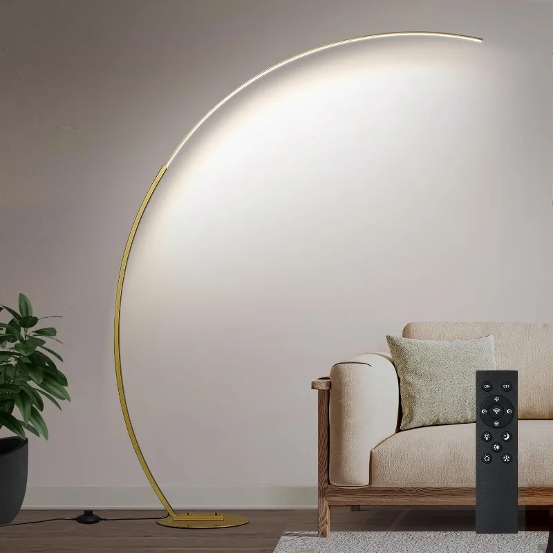 Dimmable LED Floor Lamp with 3 Color Temperatures, Ultra Bright 2000LM Gold Arc Floor Lamp, Modern Standing Tall Lamp With