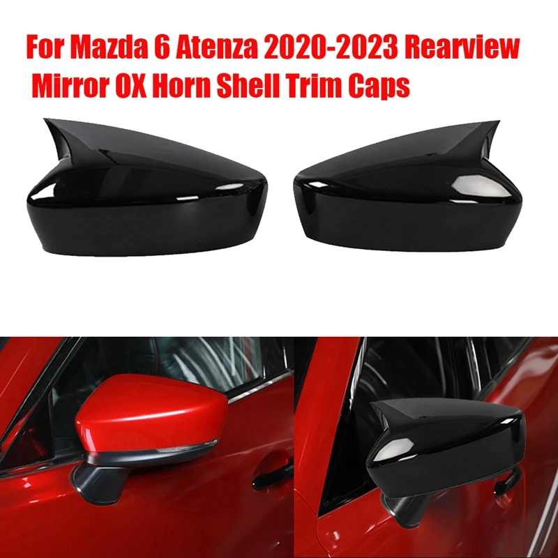 Car Side Wing Rearview Mirror Caps Trim Parts For Mazda 6 Atenza 2020-2023 Rear View OX Horn Shell Protect Cover Carbon Fiber