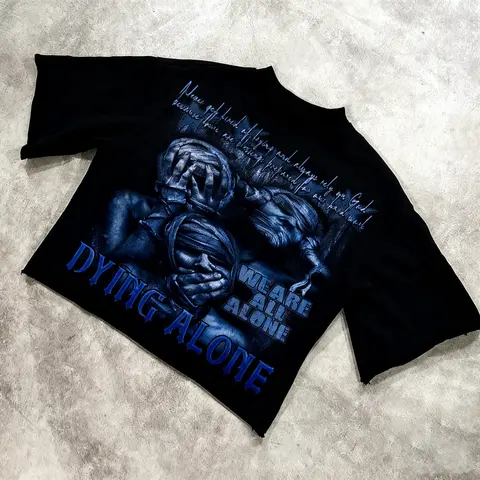 Vintage Grafik Harajuku T-shirt Rahat Yaz Kısa Kollu Erkek Kadın Y2K Hip Hop Tshirt Büyük Boy Pamuk Tee Tops streetwear