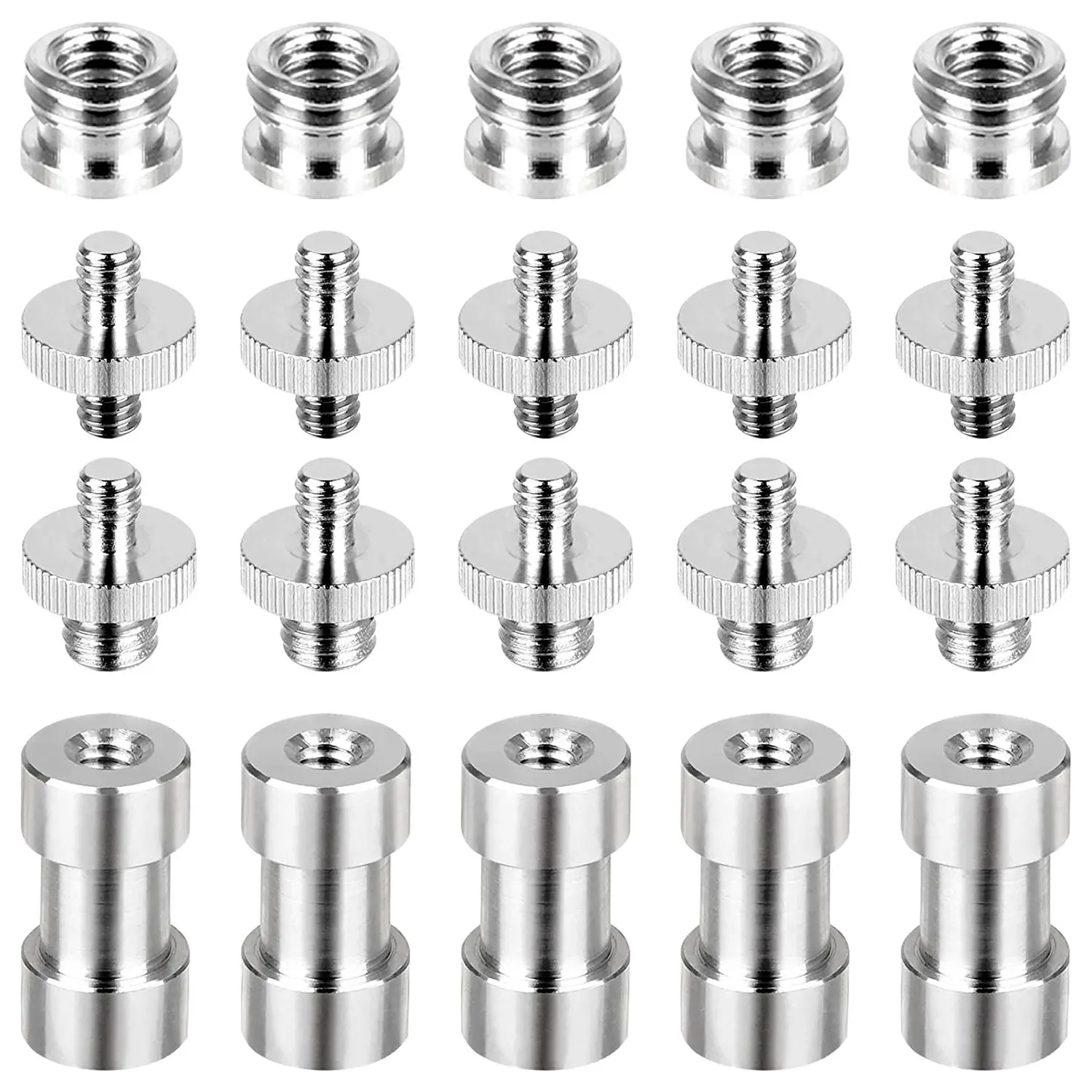 20PCS Camera Screw Set 1/4 to 1/4, 1/4 to 3/8 Screw Adapter Converter Threaded Screws Adapter Spigot Screw Mount