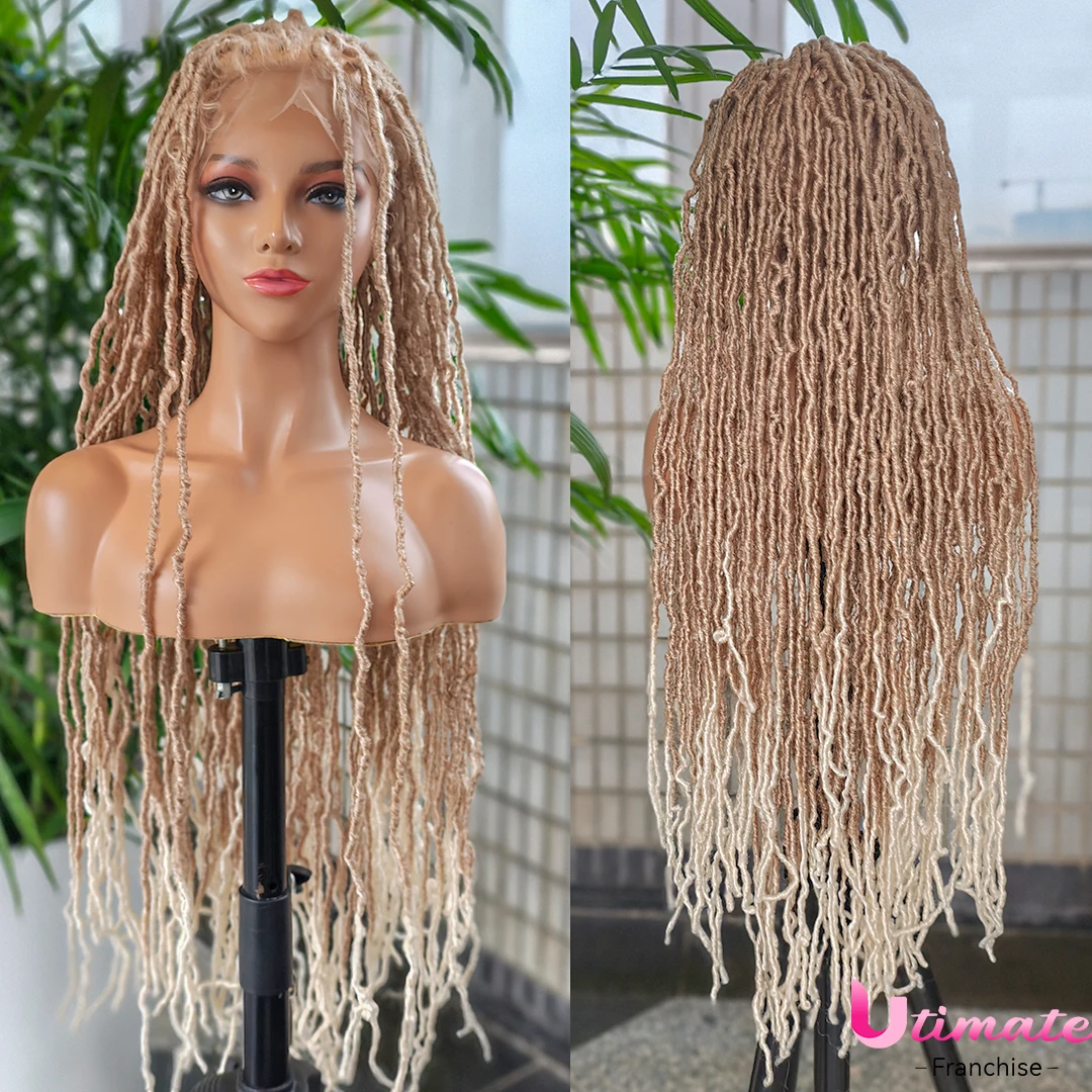 

36-дюймовый парик из синтетических плетеных волос, полный кружевной парик с цветными волосами омбре для чернокожих женщин, косички, витая прическа, парики