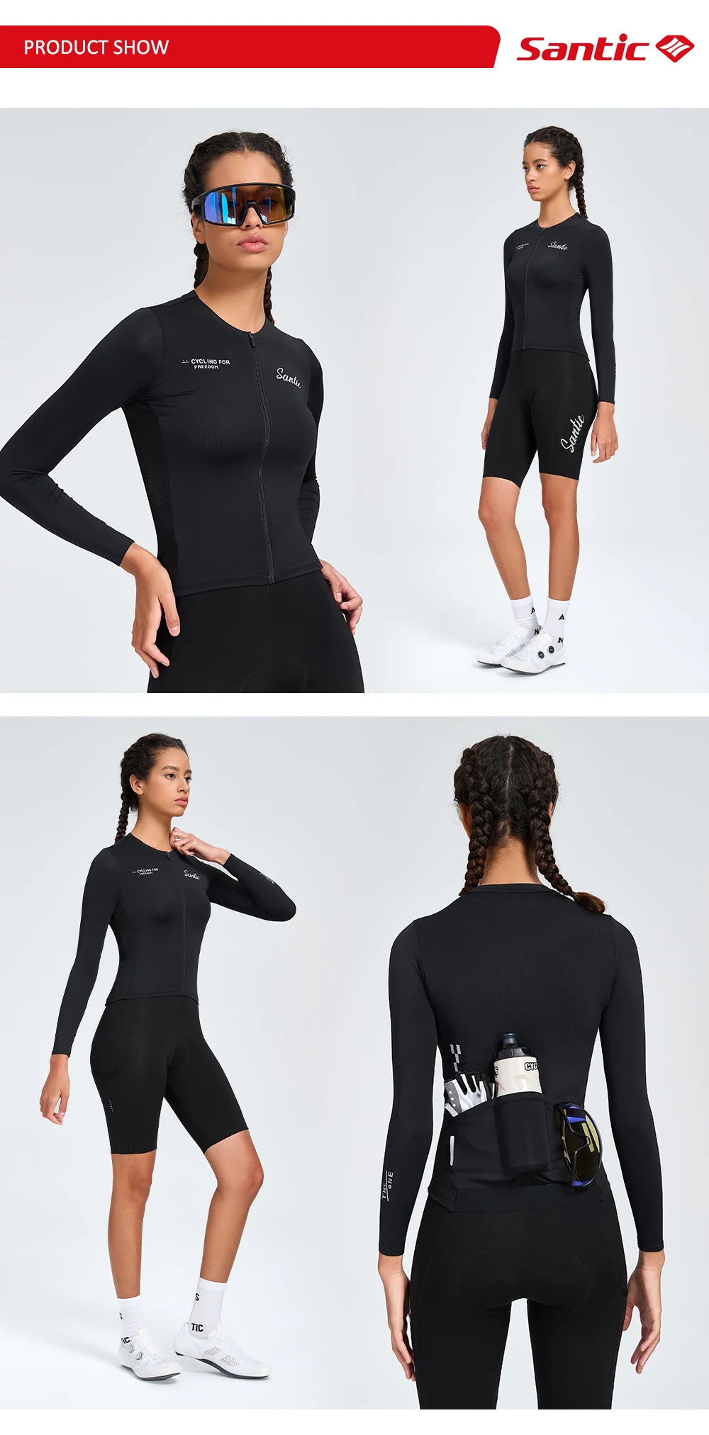 Santic Damen-Radtrikots, langärmelig, atmungsaktiv, schnell trocknend, für die Frühlings- und Sommersaison, bequeme Fahrradbekleidung, KL25C01181 – Detail 5
