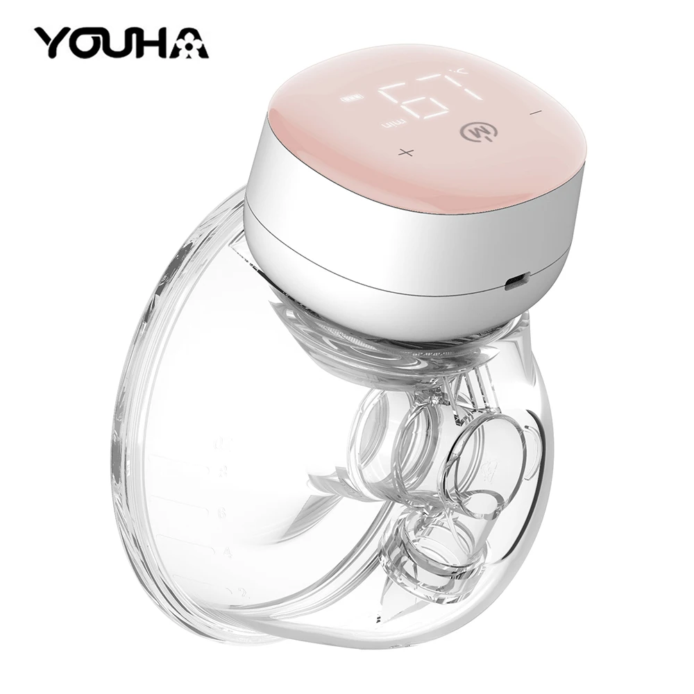 YOUHA Wearable Breast Pumps Hands Free Electric Breast Pump Portable Low Noise Comfort Milk Collector for Breastfeeding BPA-free