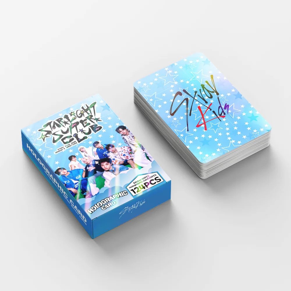 124 قطعة بطاقة جمع بطاقة الليزر SKZOO ألبوم STRAYKIDS بطاقة صور ملصق برأس كبير بطاقة لومو على الوجهين بطاقة فلاش هان