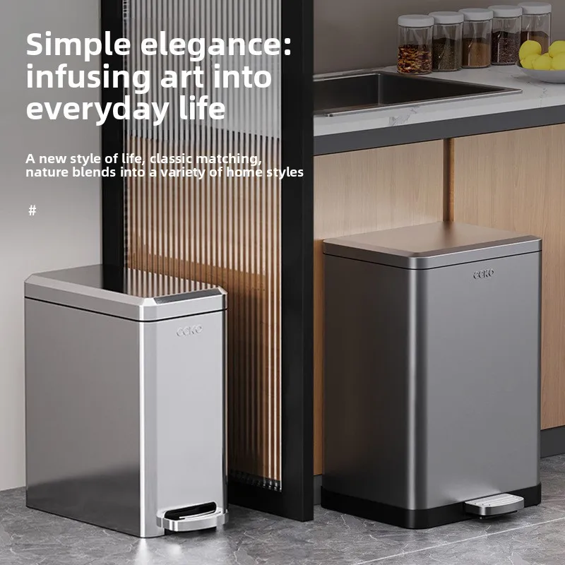 Stainless Steel Pedal Trash Can Lid Large Capacity Home Kitchen Bathroom Living Room Corner Trash Can Kitchen Trash Bin